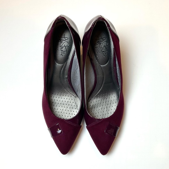 LifeStride Spencer Pointed Toe Heels Eco Suede Patent Pumps 7.5 - Picture 6 of 13